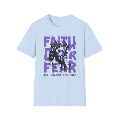 Faith Over Fear T-Shirt — Christian Jesus Graphic Tee (Faith Over Fear purple design)