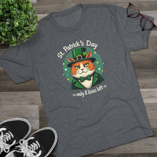 St. Patrick’s Day Cat Tee — “Only 8 Lives Left” Funny Irish Holiday Shirt