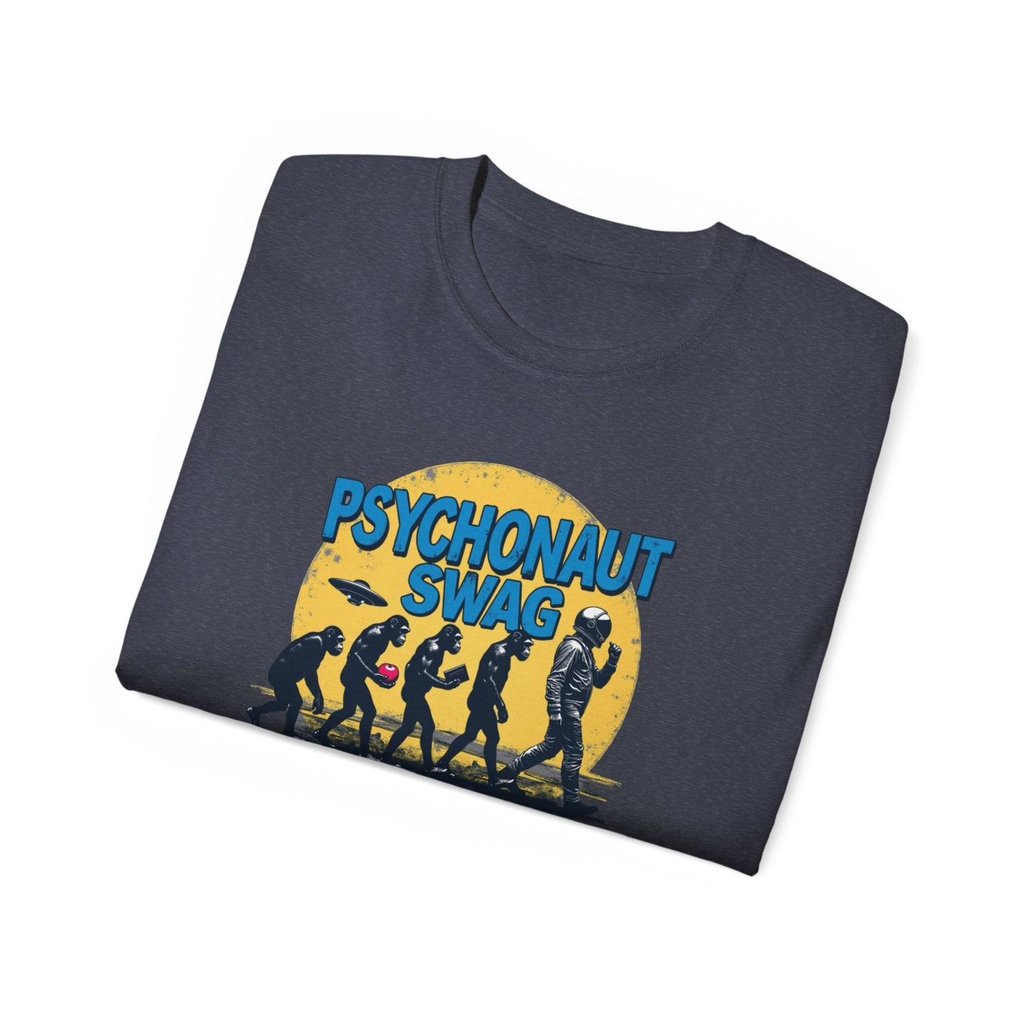 Psychonaut Evolution of Man Sunset, Unisex Tee, Retro Graphic T-Shirt, Music Festival Attire, Gift for Gamers, Casual Streetwear