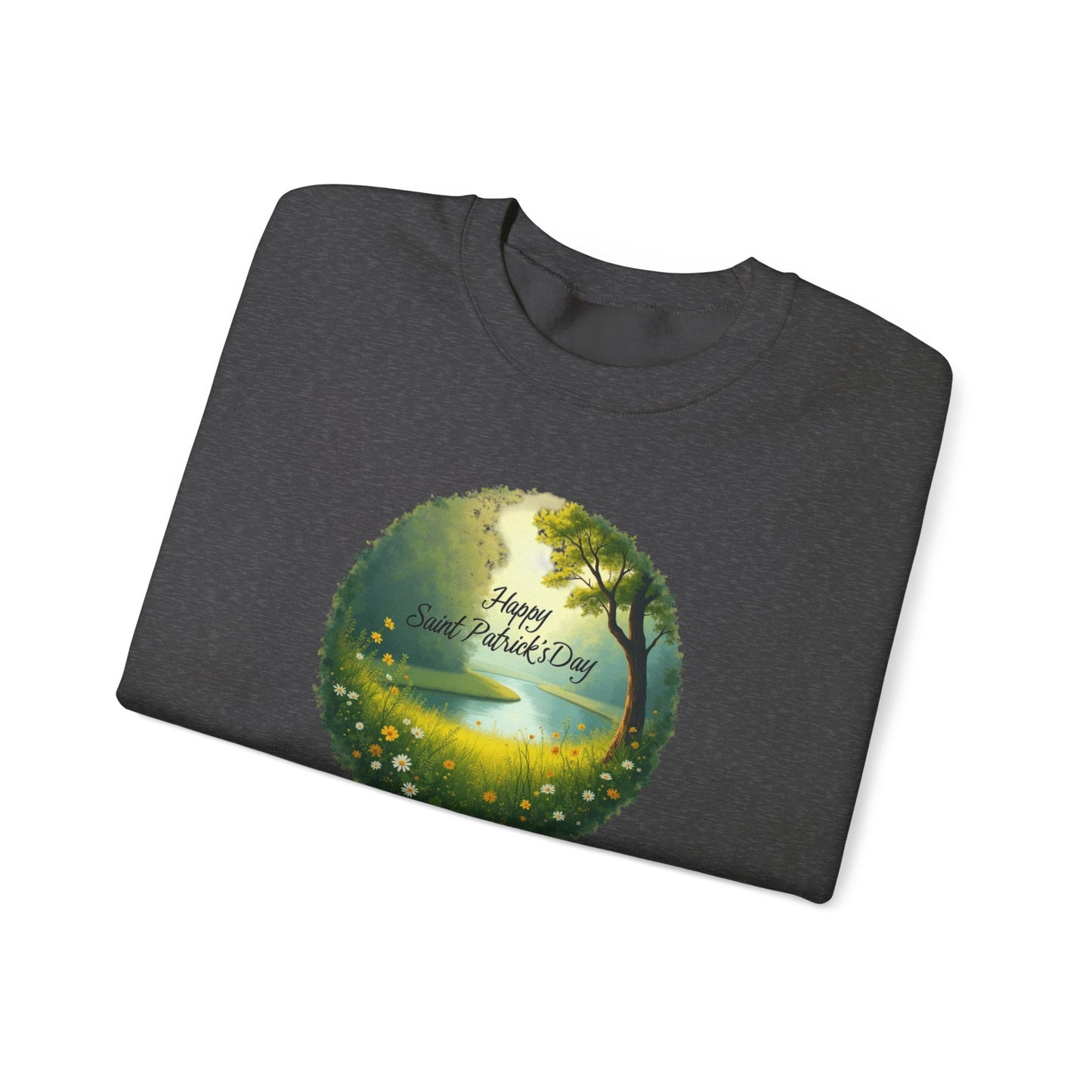Saint Patrick’s Day Crewneck Sweatshirt — "Happy Earth Day" Nature Graphic