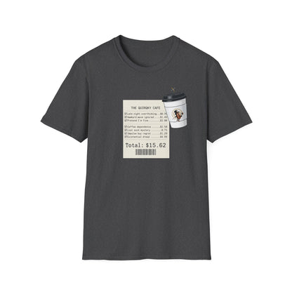Coffee Receipt T-Shirt — 'The Quirky Cafe' Funny Coffee Order Receipt Tee