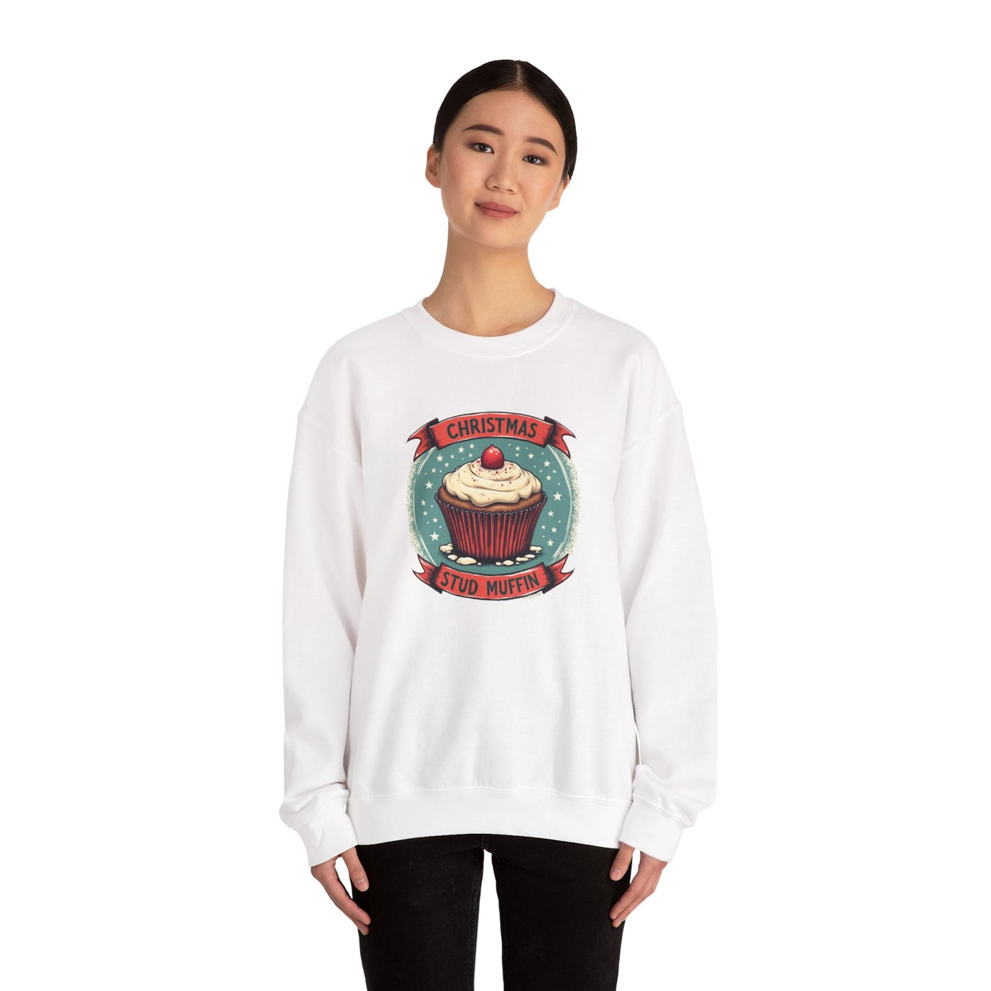 Christmas Stud Muffin with Icing Sweatshirt - Cute Holiday Cupcake Crewneck