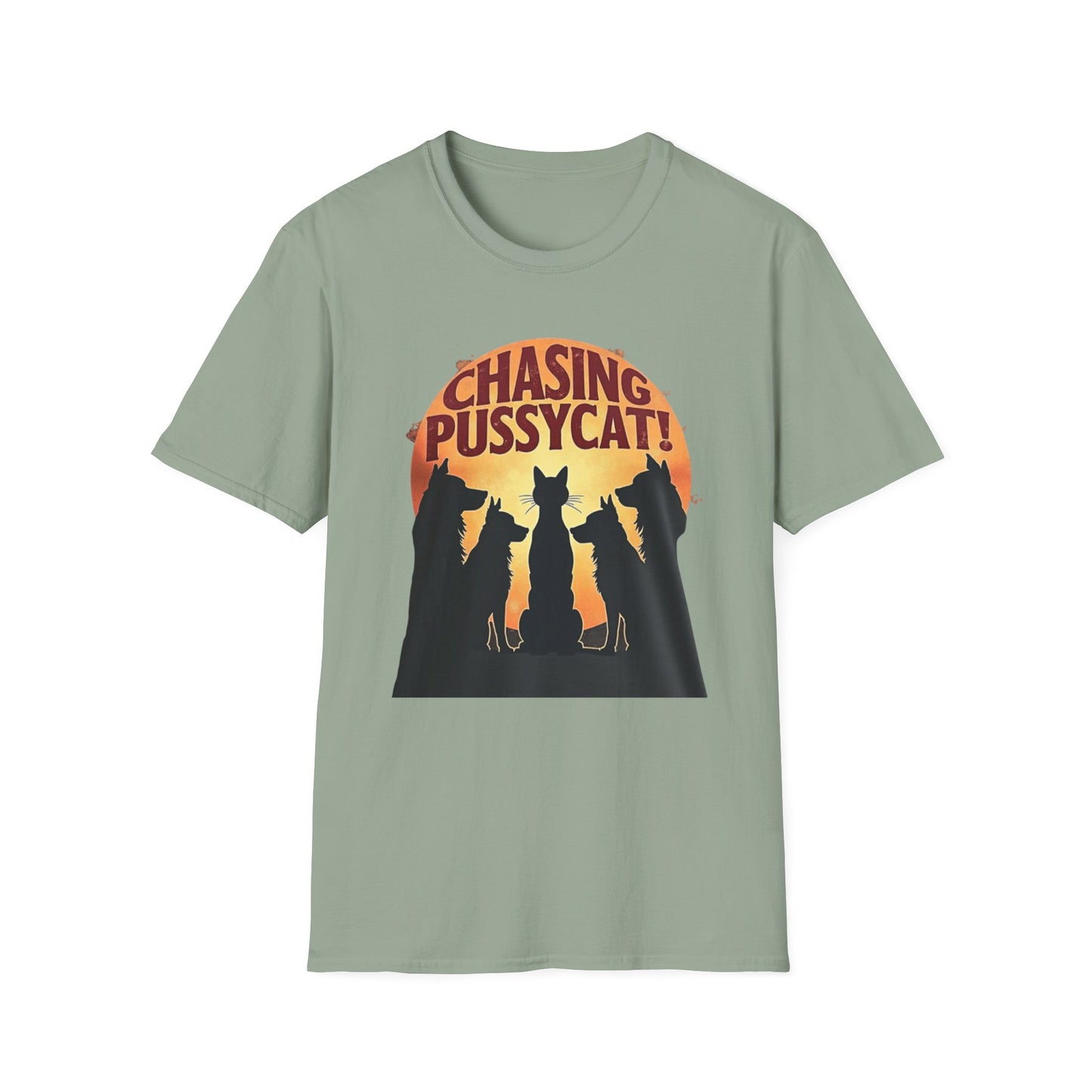 Chasing Pussycat Unisex Softstyle T-Shirt, Fun Cat Lovers Tee, Gift for Animal Enthusiasts, Quirky Casual Wear, Perfect for Festivals [...] - Psychonaut Swag