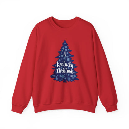 Kentucky Christmas Sweatshirt — Blue Plaid Tree Holiday Crewneck
