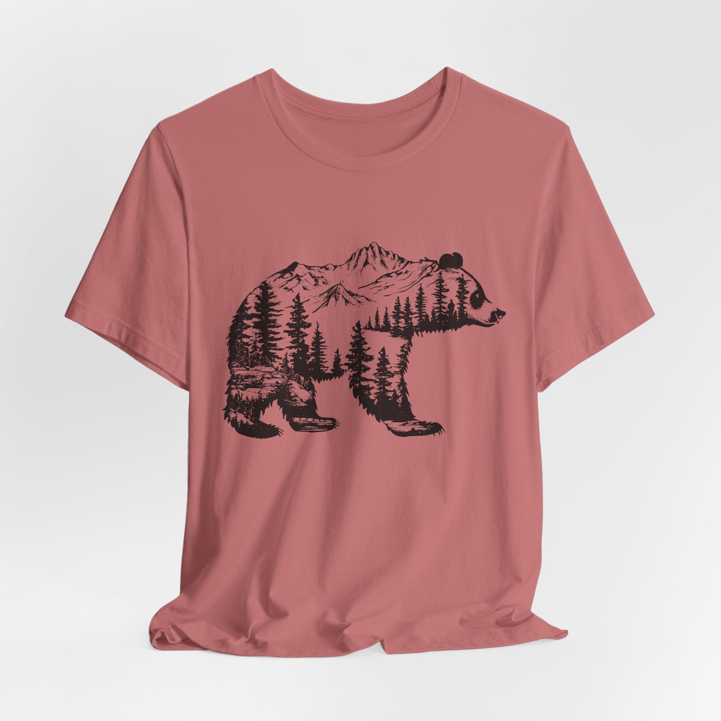 Mountain Bear Graphic Tee — Forest Silhouette Nature T-Shirt