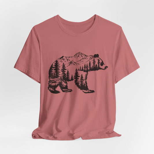 Mountain Bear Graphic Tee — Forest Silhouette Nature T-Shirt
