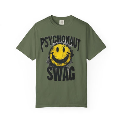 Psychonaut Swag Yellow Smiley Face, Trendy Graphic Tee for Festival Lovers, Casual Wear, Gifts, Street Style