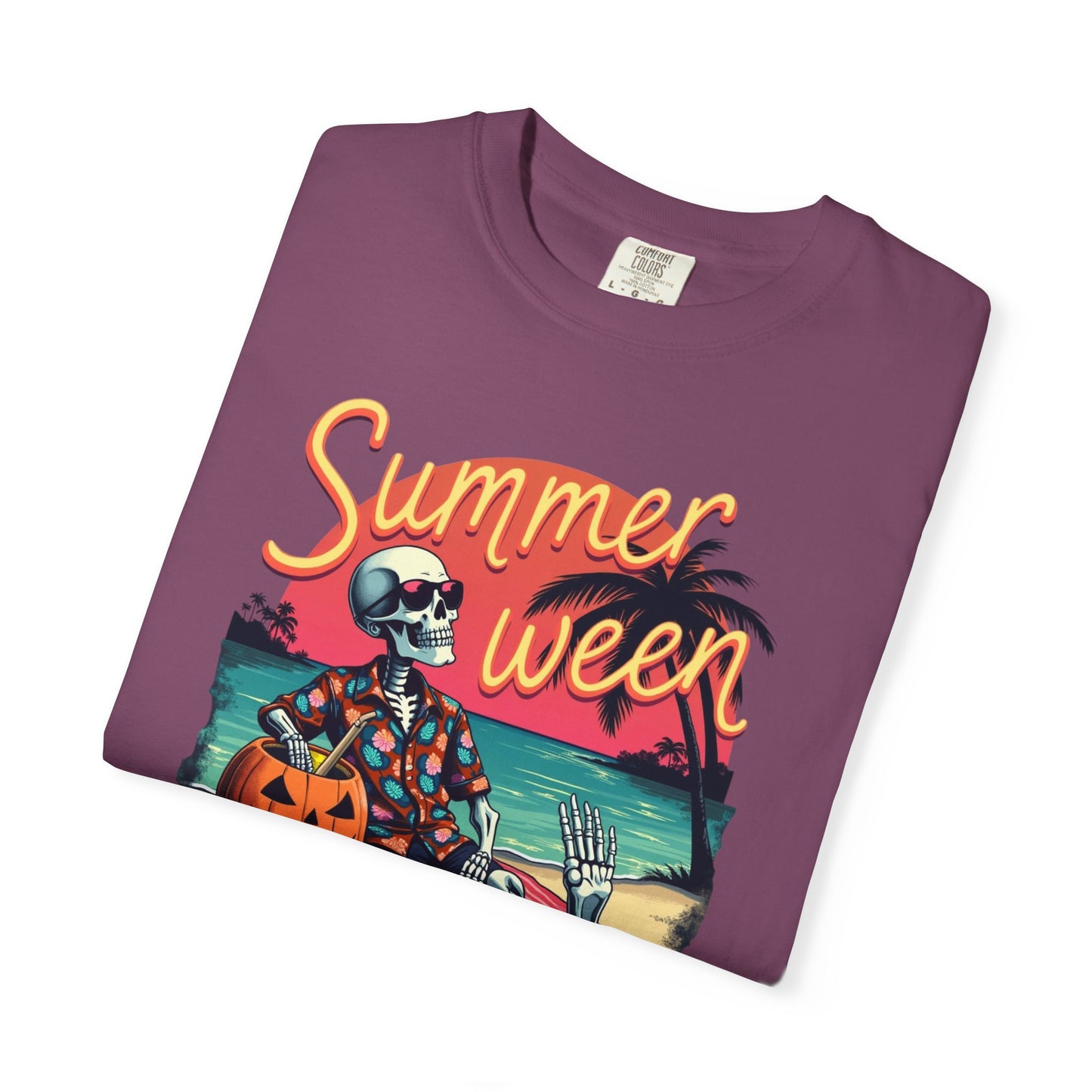 T-Shirt — "Summerween" Beach Skeleton Halloween Graphic Tee
