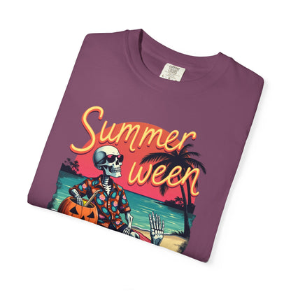 T-Shirt — "Summerween" Beach Skeleton Halloween Graphic Tee