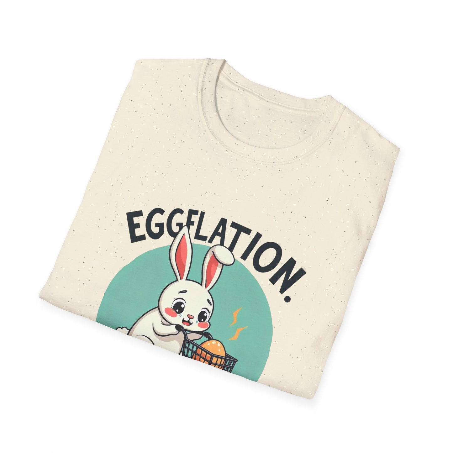 Easter Bunny 'Eggflation' T-Shirt – Cute Bunny with Egg Basket Graphic