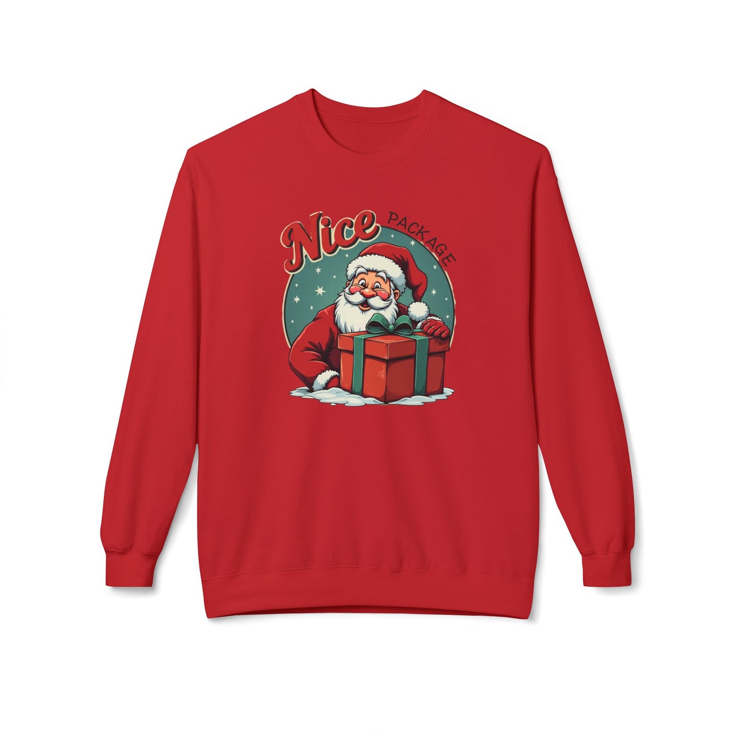 Nice Package Santa Crewneck Sweatshirt — Retro Christmas Gift Pullover