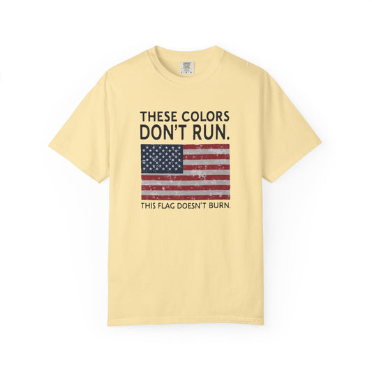 The American Flag doesn’t burn. Patriotic Tee: 'These Colors Don't Run' - Vintage American Flag Tee, Independence Day Gift, Casual Wear, Memorial Day [...]