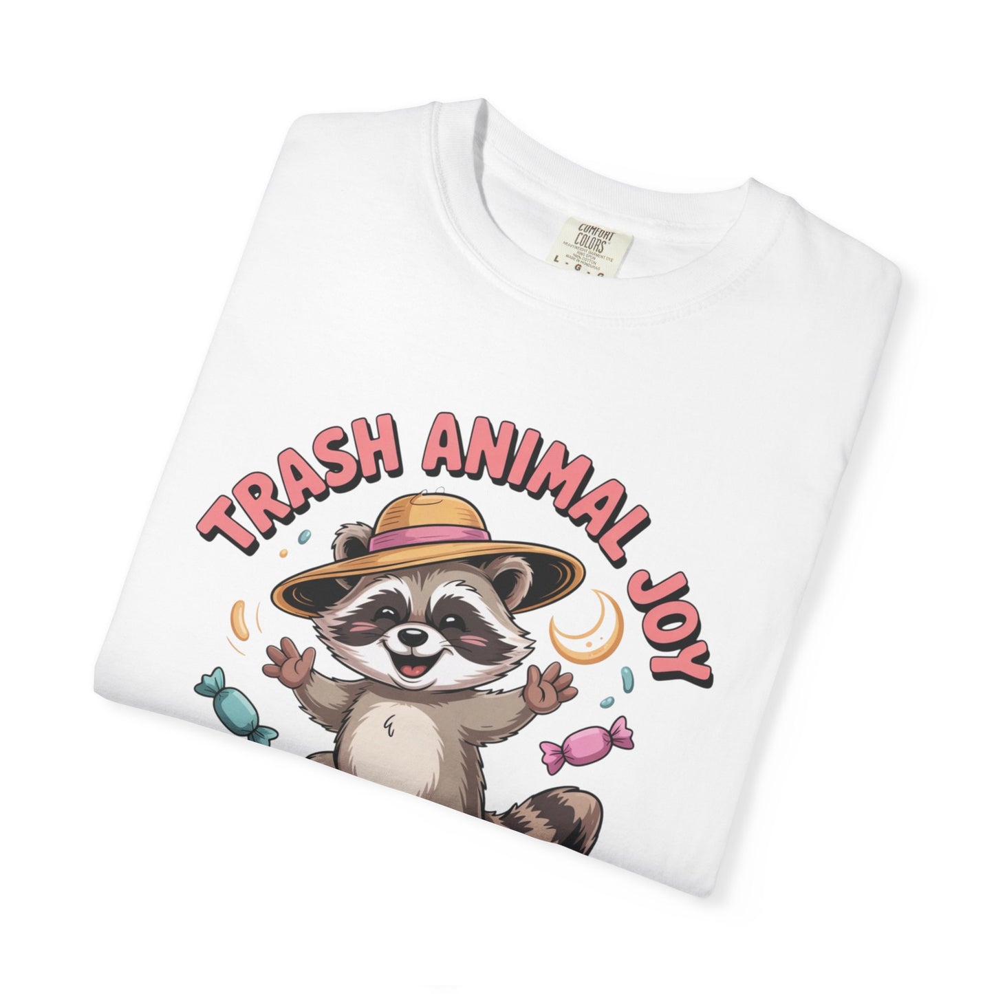 Trash Animal Joy Raccoon T-Shirt — Cute Candy-Loving Graphic Tee