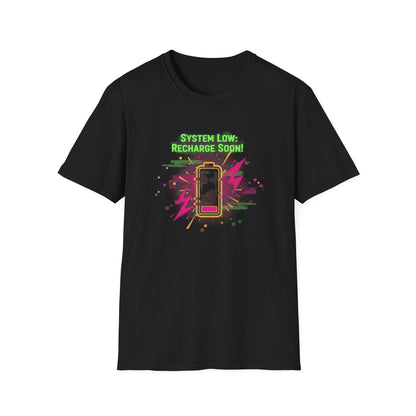 Needs Charging,  T-Shirt — Retro Neon Phone Graphic Tee