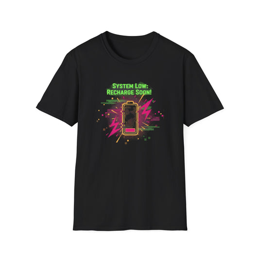 Needs Charging,  T-Shirt — Retro Neon Phone Graphic Tee