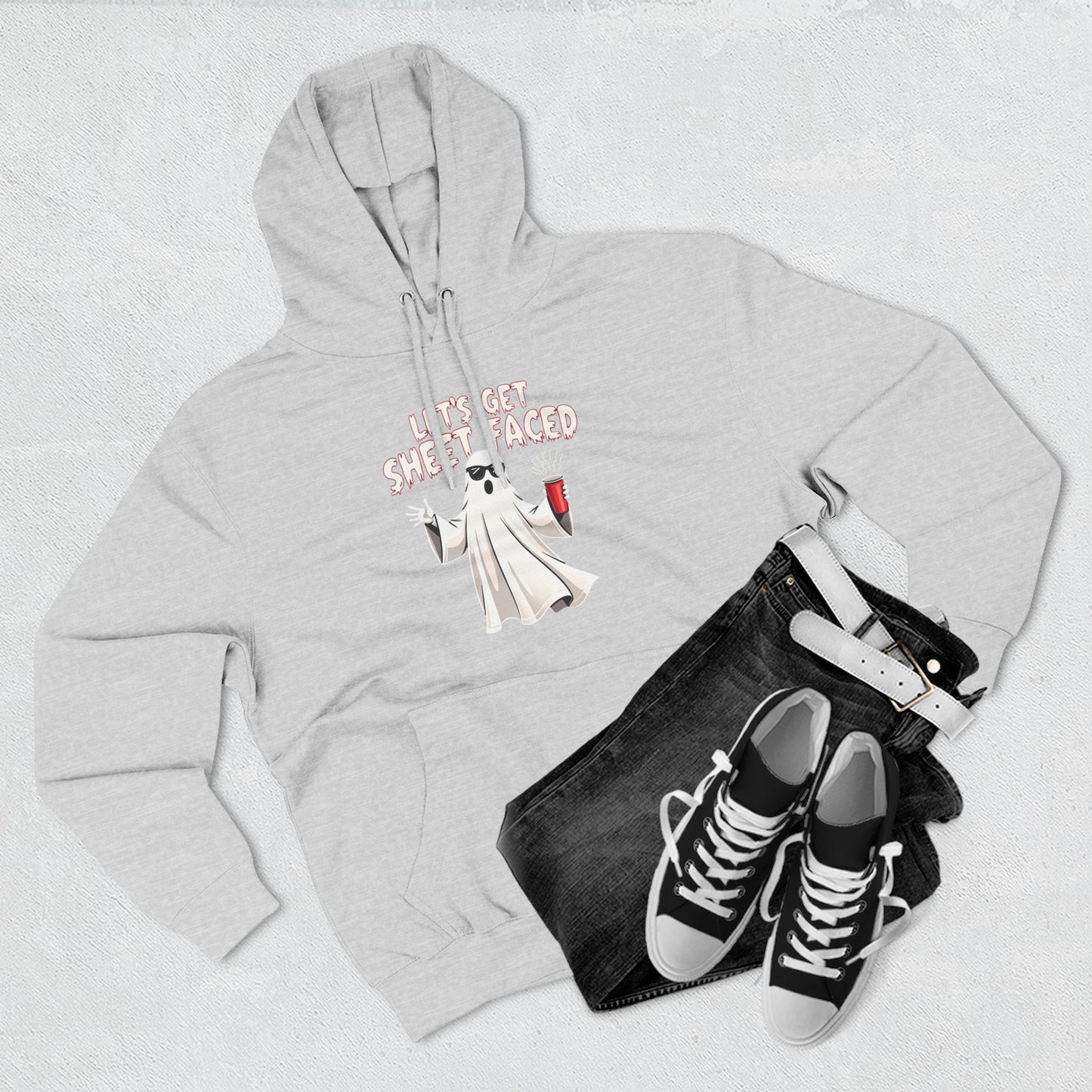 Let's Get Sheet-Faced Hoodie — Funny Ghost Halloween Pullover