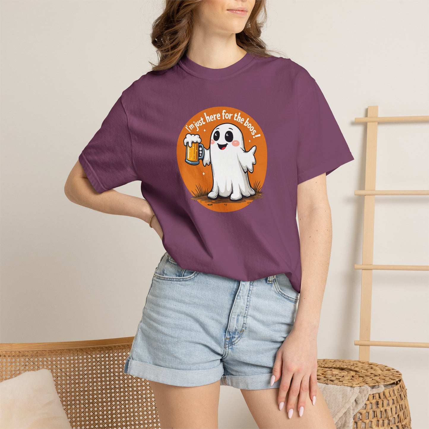 Halloween Ghost Beer T-Shirt — "I’m Just Here for the Boos" Cute Spooky Tee