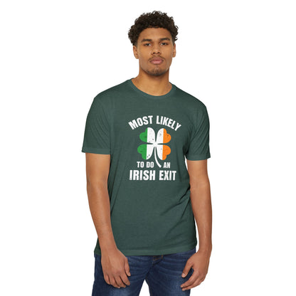 Irish Exit Shamrock T-Shirt — “Most Likely To Do An Irish Exit” St. Patrick’s Tee