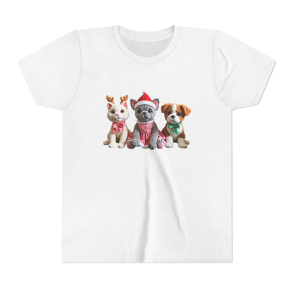 Kids Christmas Puppy Tee — Cute Festive Dogs in Santa Hats