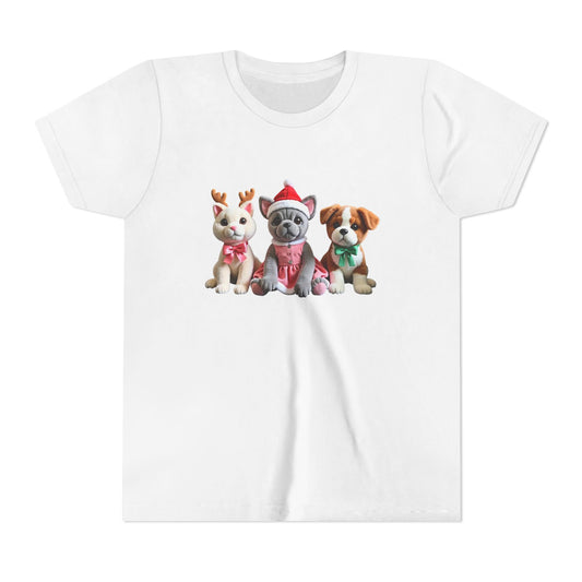 Kids Christmas Puppy Tee — Cute Festive Dogs in Santa Hats