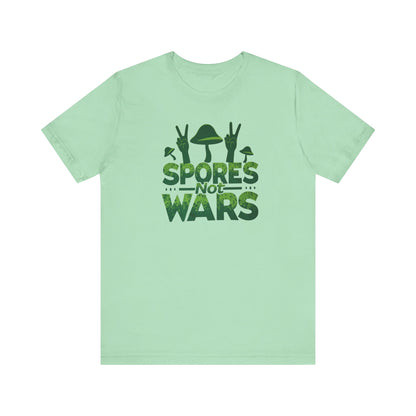 Spores Not Wars - Eco-Friendly Statement Shirt, Casual Wear, Gift for Nature Lovers, Unique Graphic Tee, Sustainable Fashion - Psychonaut Swag