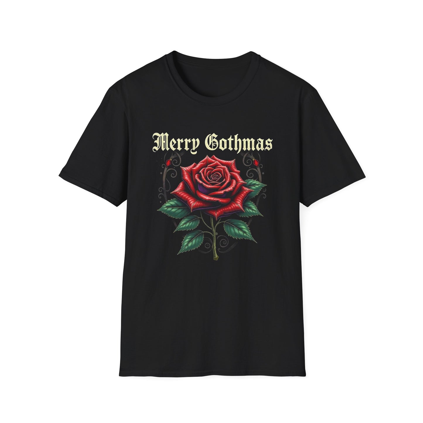 Gothic Christmas T-Shirt — "Merry Gothmas" Rose Holiday Tee