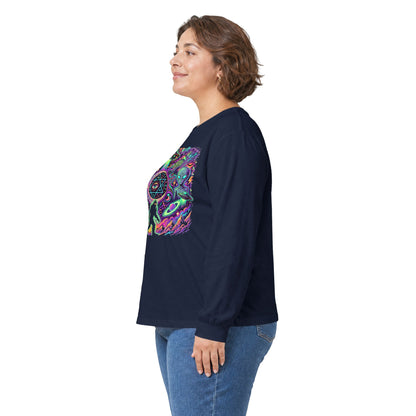 Psychedelic Alien Abduction Halloween Long Sleeve Tee