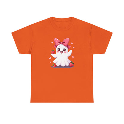 Cute Ghost Strawberry Unisex Tee, Perfect for Halloween, Gift, Casual Wear, Festival Shirt, Summer Vibes, Kawaii Apparel