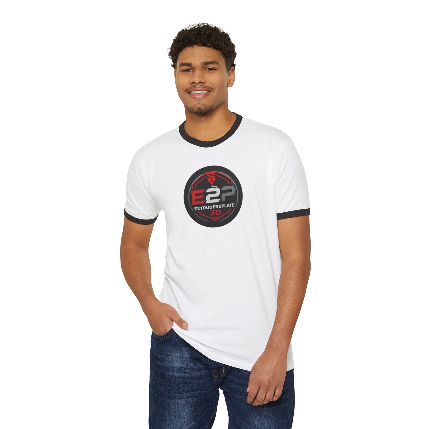 Extruder2Plate 3D Logo Ringer Tee (Extruder2Plate.com)