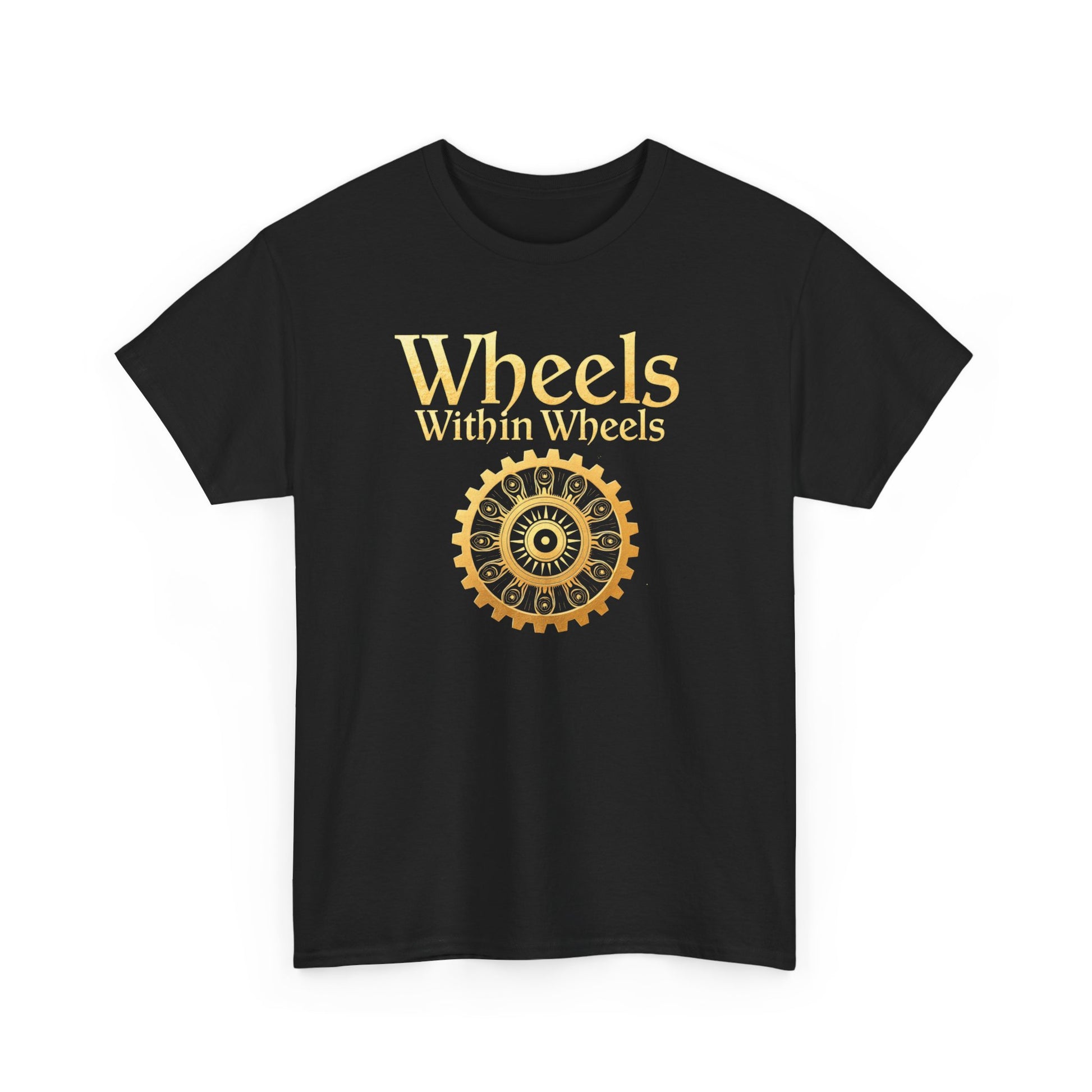 Wheels within wheels, Unisex Heavy Cotton Tee, Casual Wear, Gift for Cyclists, Graphic T-Shirt, Birthday Gift, Summer Style - Psychonaut Swag