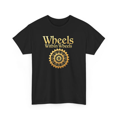 Wheels within wheels, Unisex Heavy Cotton Tee, Casual Wear, Gift for Cyclists, Graphic T-Shirt, Birthday Gift, Summer Style - Psychonaut Swag