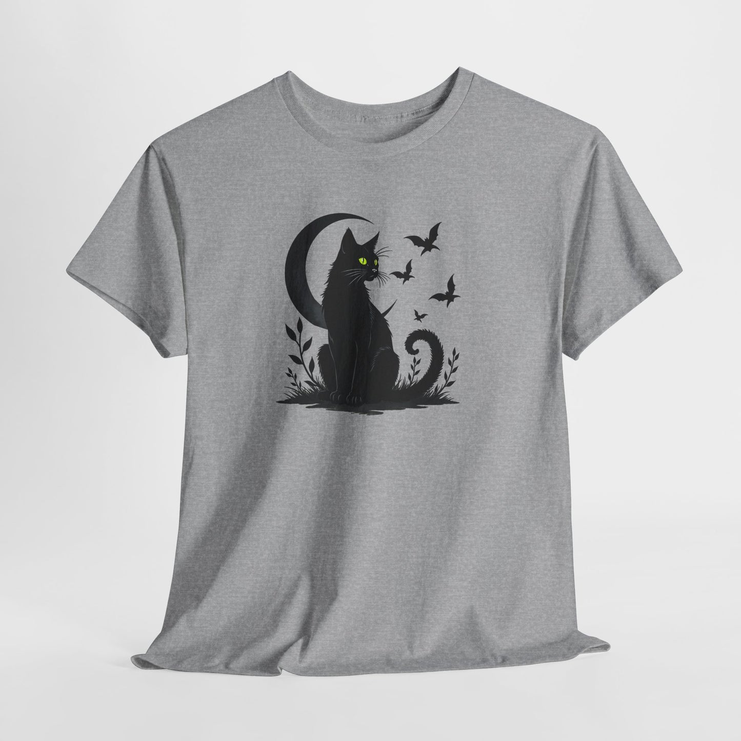 Black Cat Moon T‑Shirt — Gothic Cat Silhouette Tee