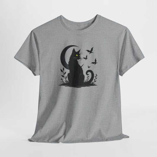 Black Cat Moon T‑Shirt — Gothic Cat Silhouette Tee