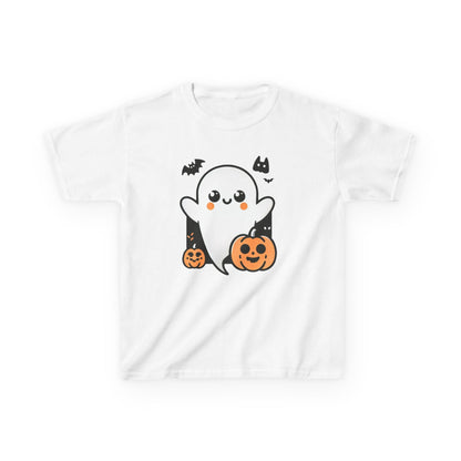 Kids Halloween Tee, Ghost Trick or Treat Top, Autumn Fun Apparel, Pumpkin Graphic Tee, Festive Kidswear