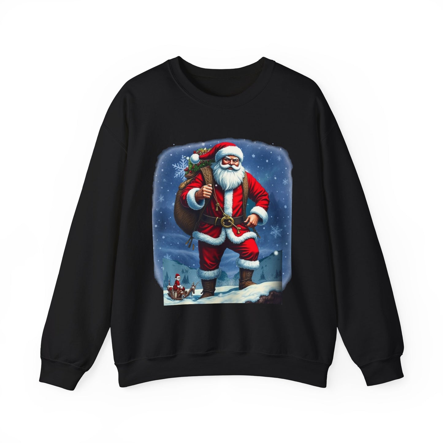 Santa Snow Hike, Graphic Sweatshirt – Vintage Holiday Christmas Crewneck