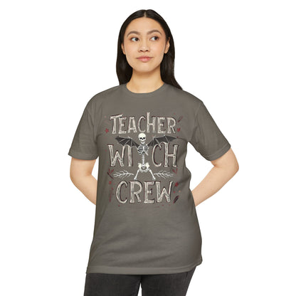 Teacher Witch Crew T-Shirt — Halloween Skeleton Teacher Tee