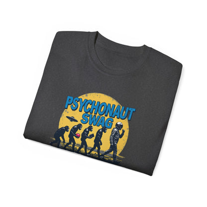 Psychonaut Evolution of Man Sunset, Unisex Tee, Retro Graphic T-Shirt, Music Festival Attire, Gift for Gamers, Casual Streetwear