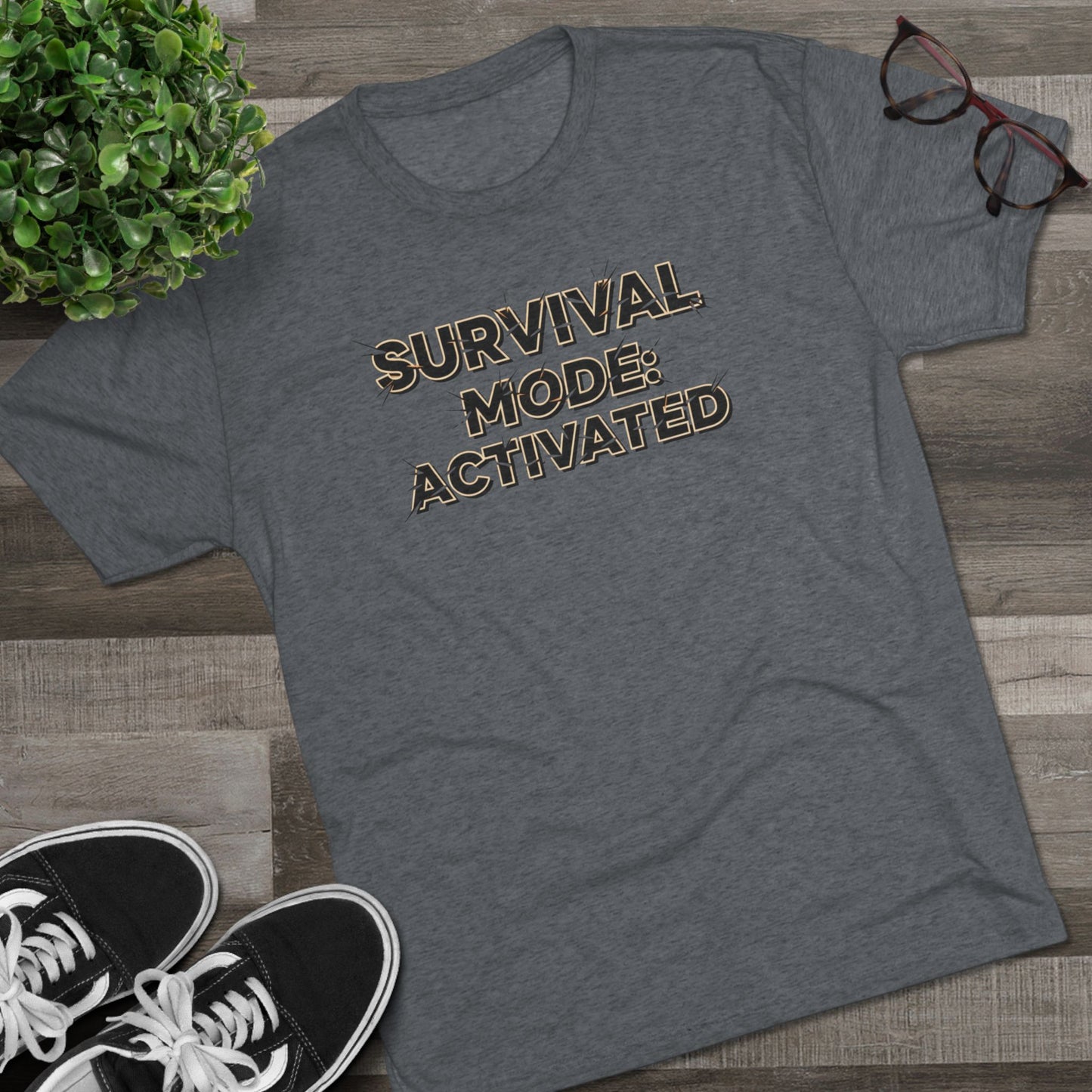 Survival Mode Activated T-Shirt — Camo Text Graphic Tee