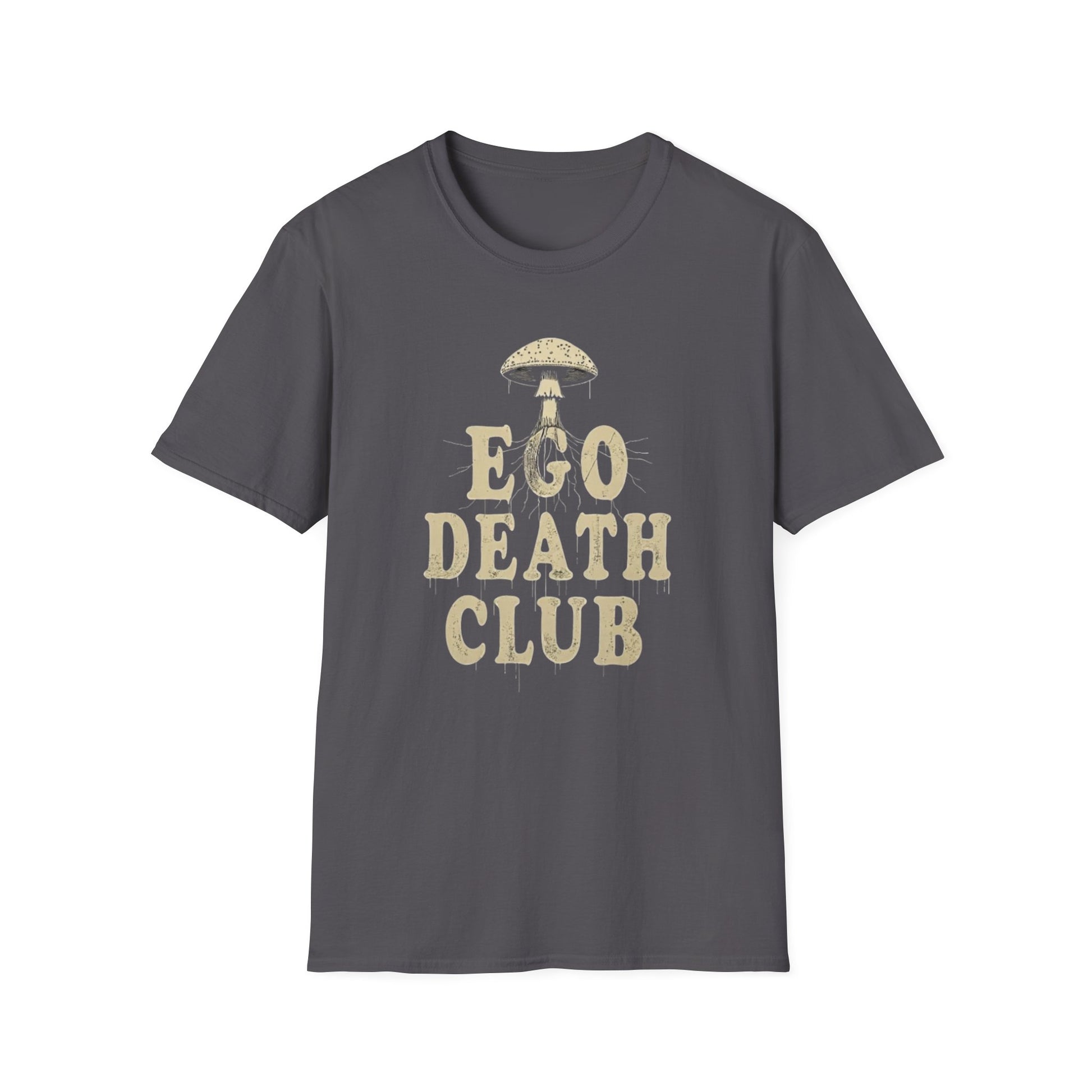 Ego Death Club Mushroom, T-Shirt, Unisex Softstyle Tee, Casual Wear, Gift for Friends, Unique Graphic Shirt - Psychonaut Swag