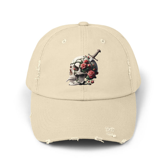 Skull rose, Unisex Distressed Cap - Psychonaut Swag