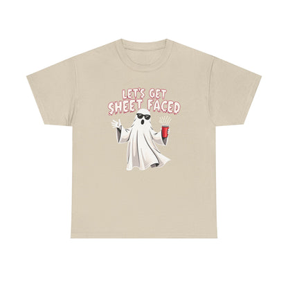 Let's Get Sheet Faced Ghost T‑Shirt — Funny Halloween Party Tee