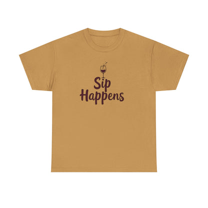 Sip Happens Unisex Heavy Cotton Tee - Funny Graphic Shirt, Casual Wear, Gift for Coffee Lovers, Everyday Comfort, Birthday Party T-Shirt - Psychonaut Swag