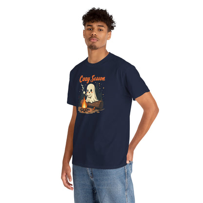 Cozy Season Tee — Cute Ghost Campfire Halloween T-Shirt