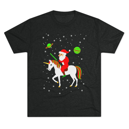 Christmas Space Santa Riding Unicorn T‑Shirt