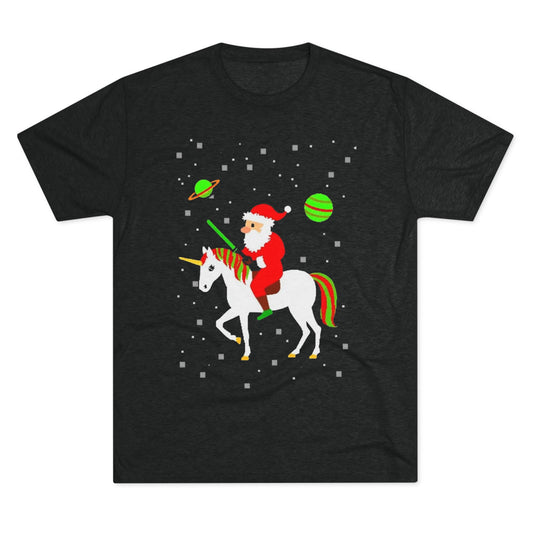 Christmas Space Santa Riding Unicorn T‑Shirt