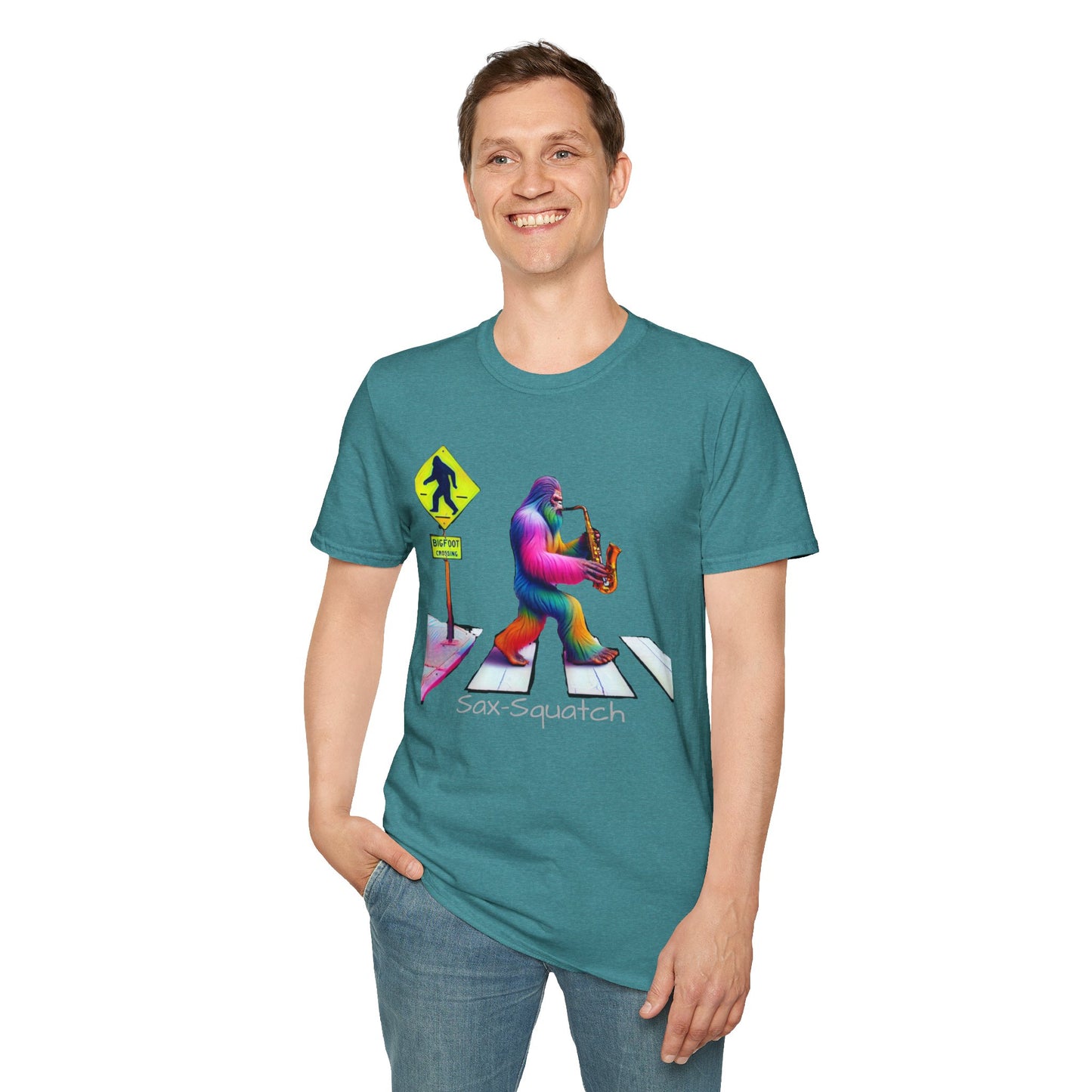 Sax-Squatch, Unisex Softstyle T-Shirt