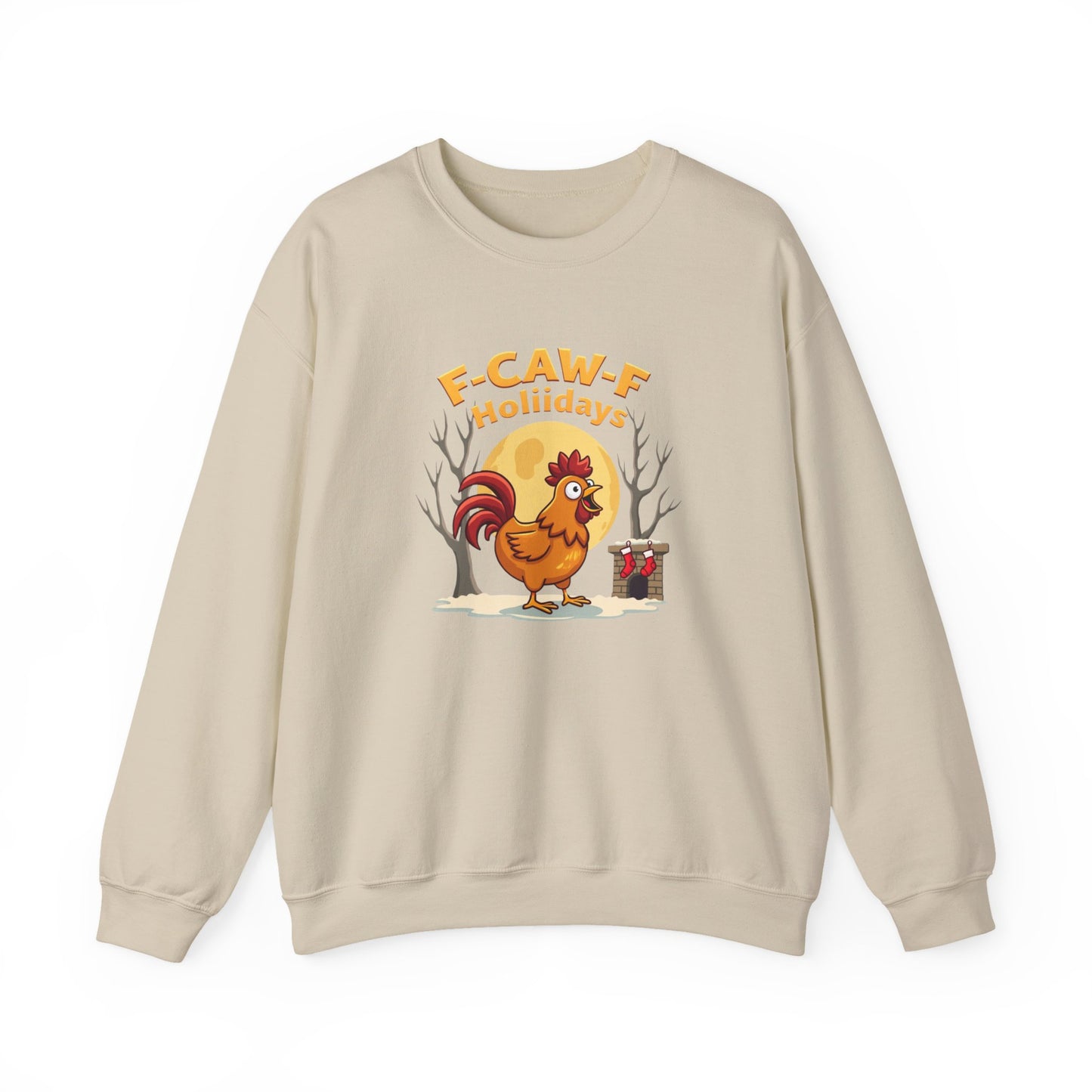 Rooster F-Caw-f Holiday sweater, Unisex Heavy Blend™ Crewneck Sweatshirt