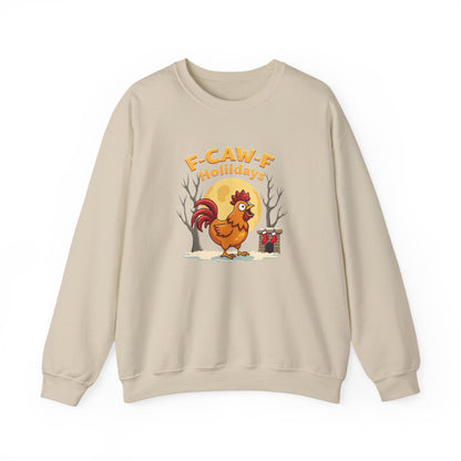 Rooster F-Caw-f Holiday sweater, Unisex Heavy Blend™ Crewneck Sweatshirt