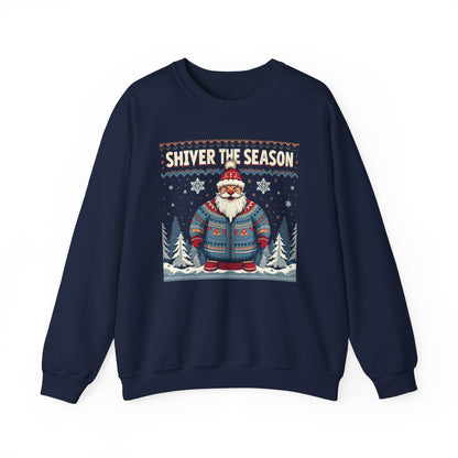Crewneck Sweatshirt — "Shiver the Season" Santa Winter Graphic