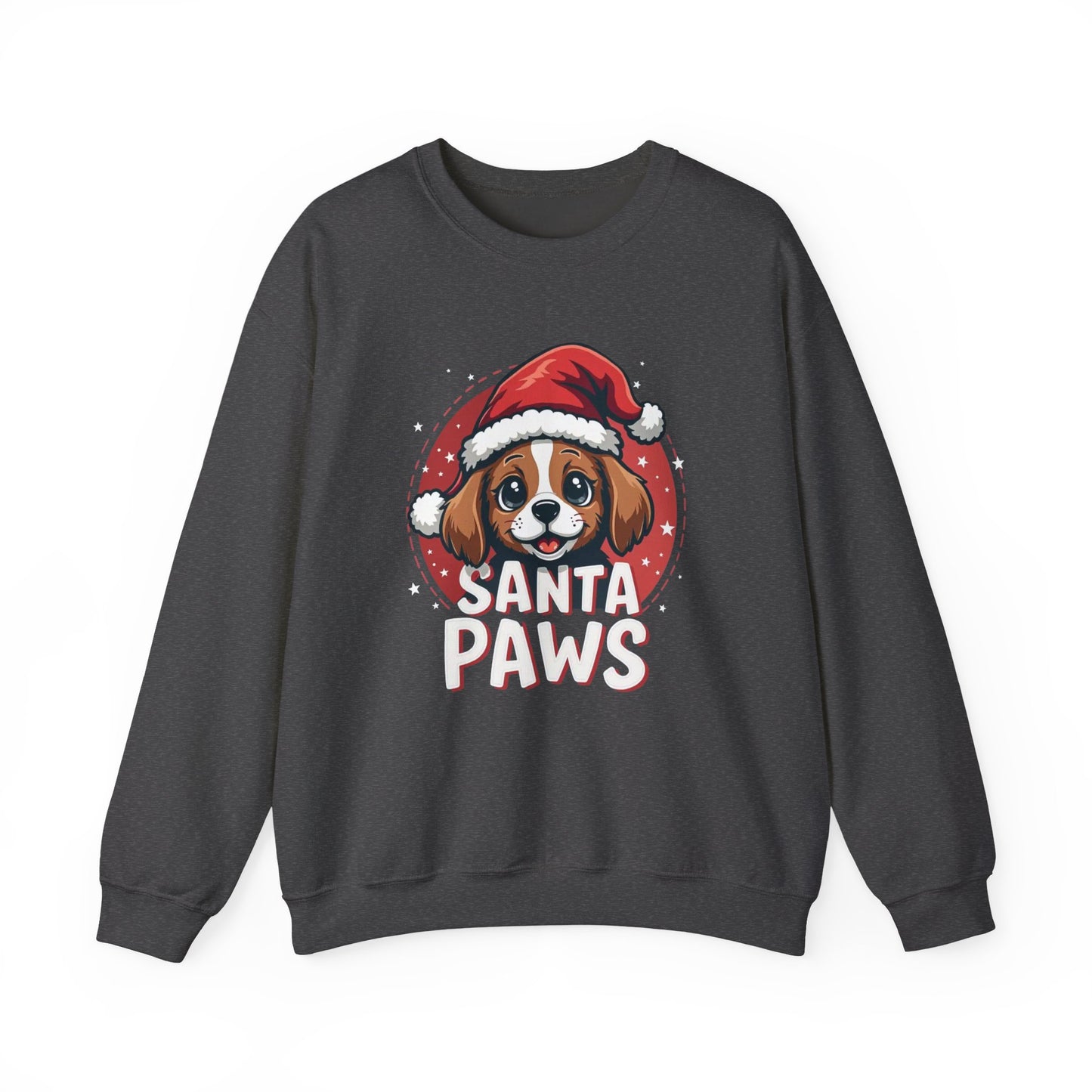 Christmas Dog Sweatshirt — "Santa Paws" Cute Puppy Holiday Crewneck